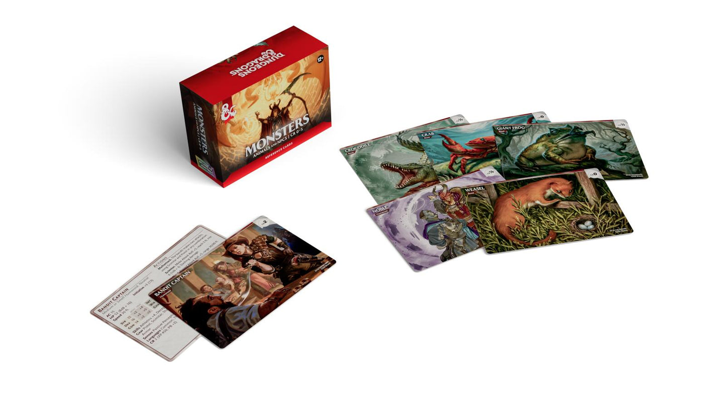 D&D Dungeons & Dragons Reference Cards Monsters Animals and NPCs CR 0-5