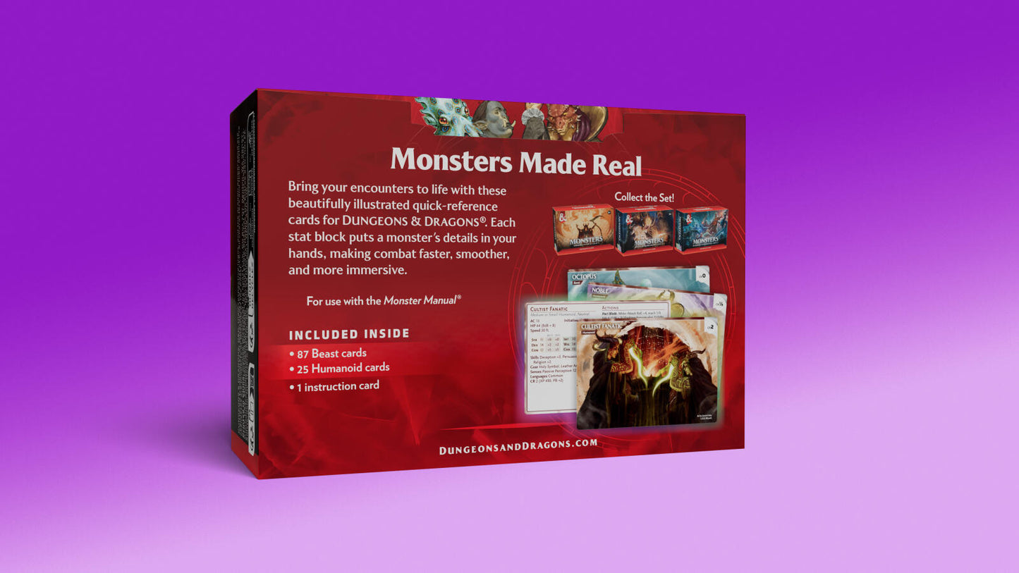 D&D Dungeons & Dragons Reference Cards Monsters Animals and NPCs CR 0-5