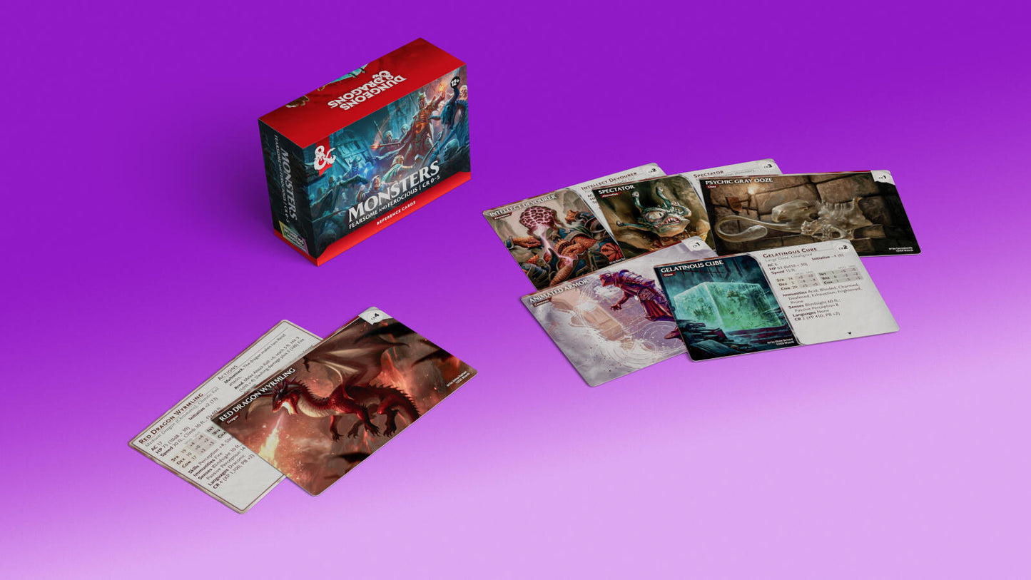 D&D Dungeons & Dragons Reference Cards Monsters Fearsome and Ferocious CR 0-5