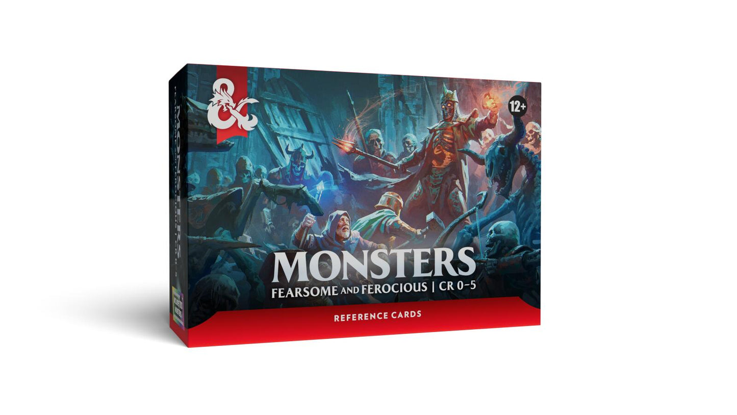 D&D Dungeons & Dragons Reference Cards Monsters Fearsome and Ferocious CR 0-5