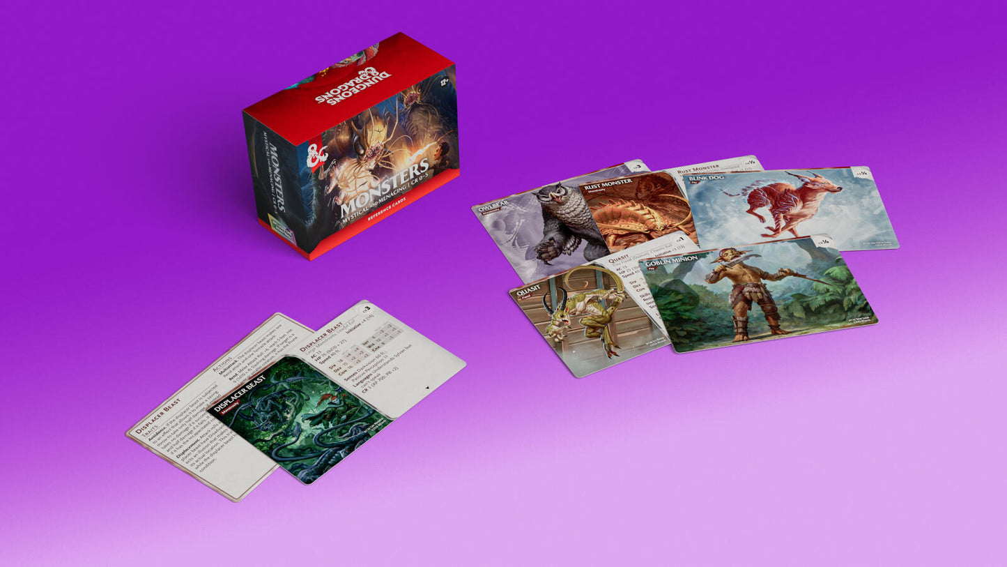 D&D Dungeons & Dragons Reference Cards Monsters Mystical and Menacing CR 0-5