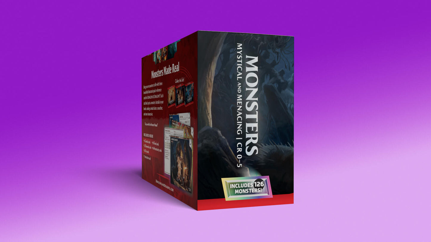D&D Dungeons & Dragons Reference Cards Monsters Mystical and Menacing CR 0-5