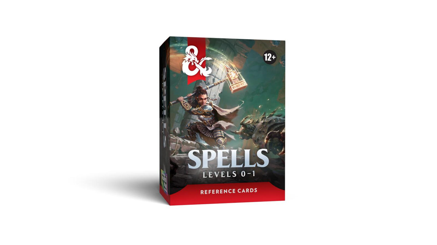 D&D Dungeons & Dragons Reference Cards Spells Levels 0-1