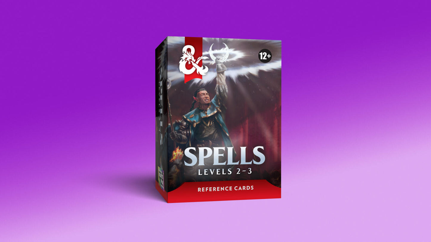 D&D Dungeons & Dragons Reference Cards Spells Levels 2-3