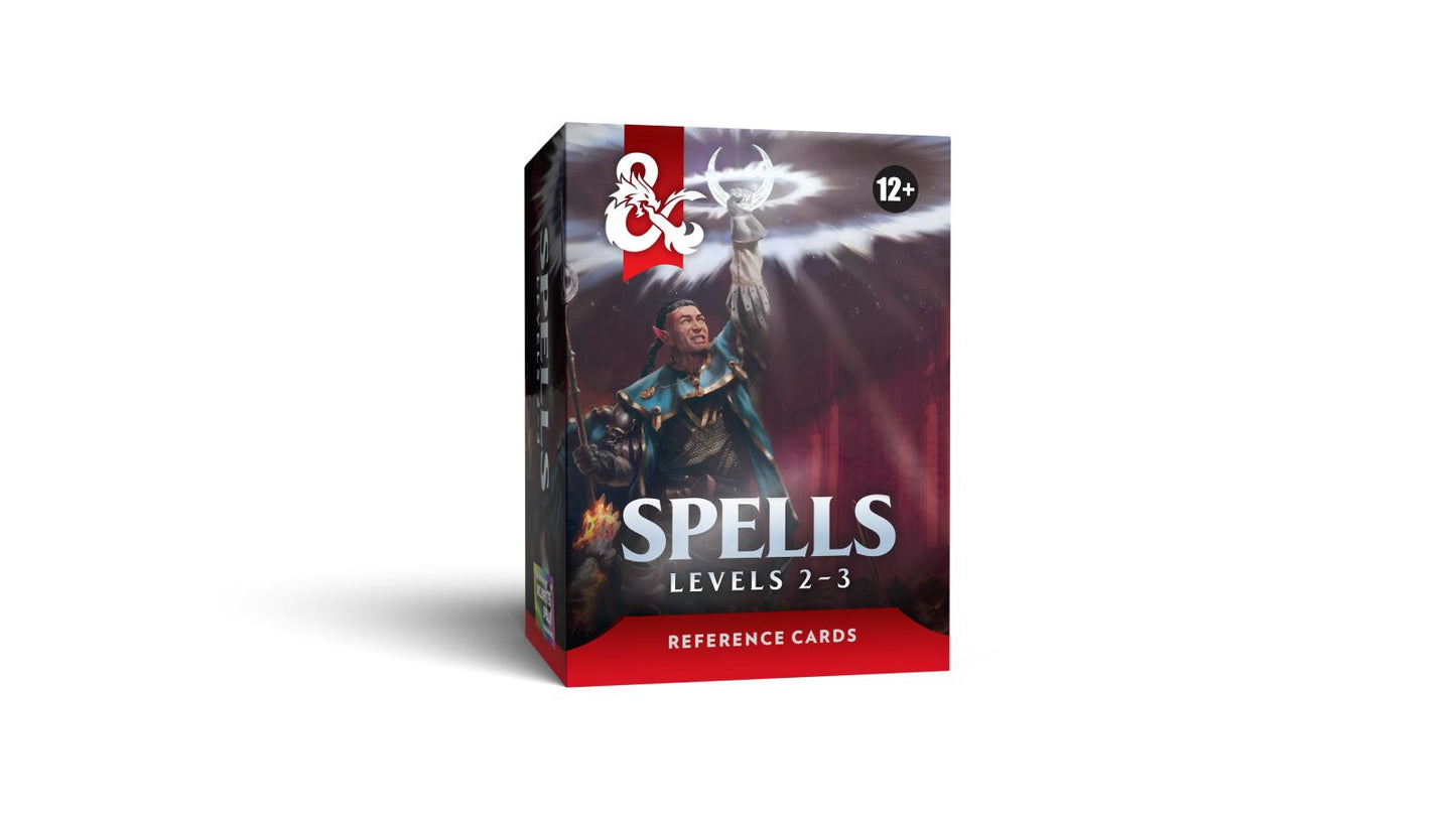 D&D Dungeons & Dragons Reference Cards Spells Levels 2-3