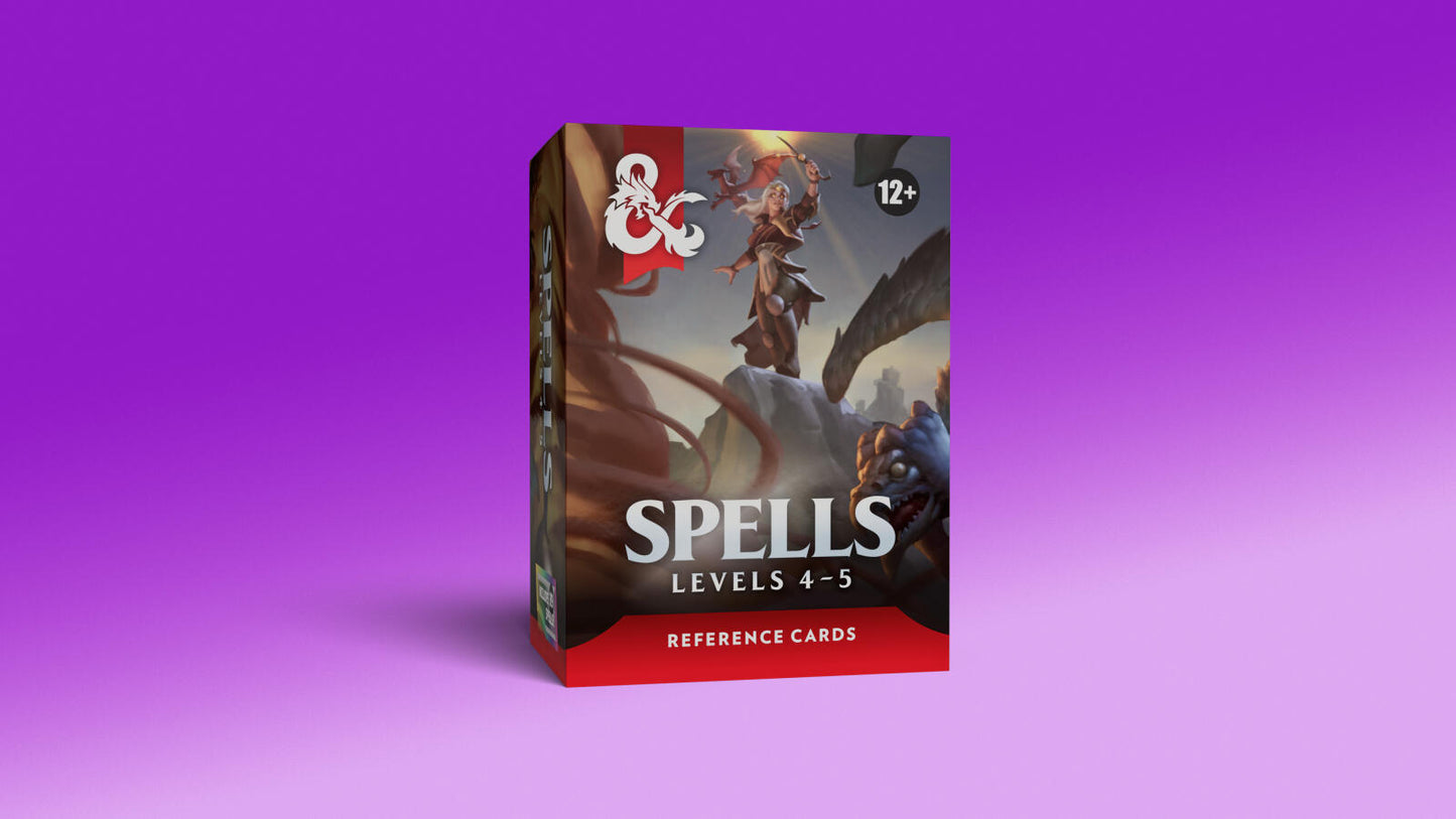 D&D Dungeons & Dragons Reference Cards Spells Levels 4-5