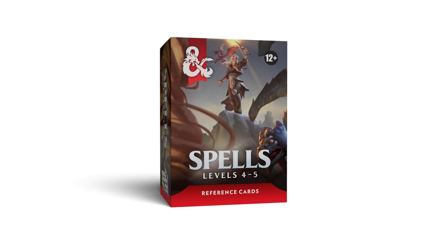 D&D Dungeons & Dragons Reference Cards Spells Levels 4-5