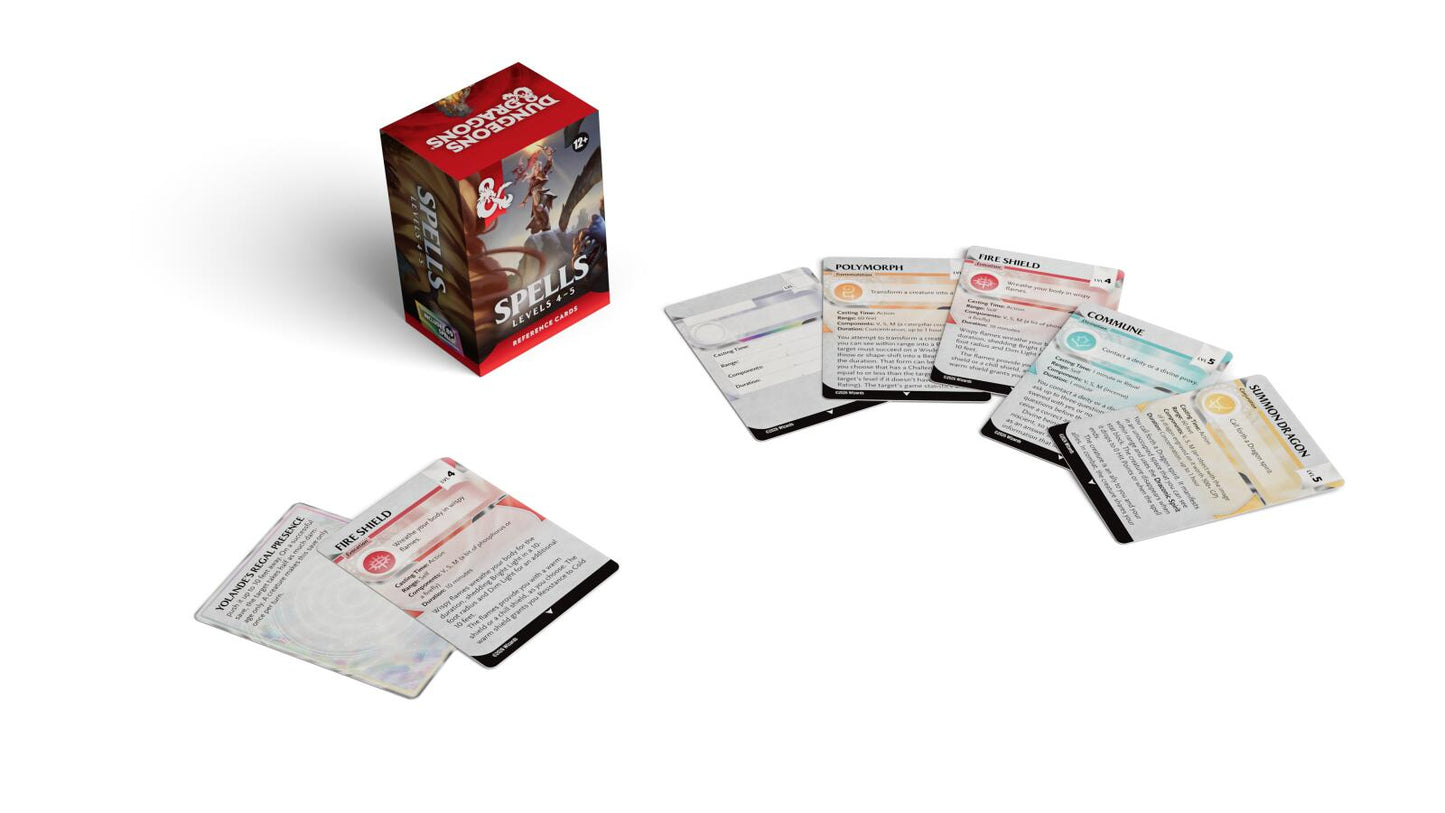 D&D Dungeons & Dragons Reference Cards Spells Levels 4-5