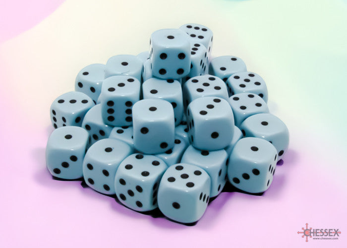D6 Dice Opaque 12mm Pastel Blue/black Dice Block (36 dice)