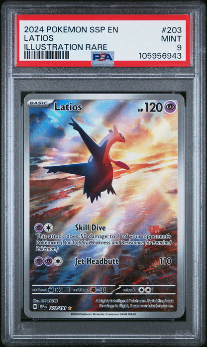 2024 Pokemon Ssp En-Surging Sparks 203 Latios Illustration Rare - PSA 9