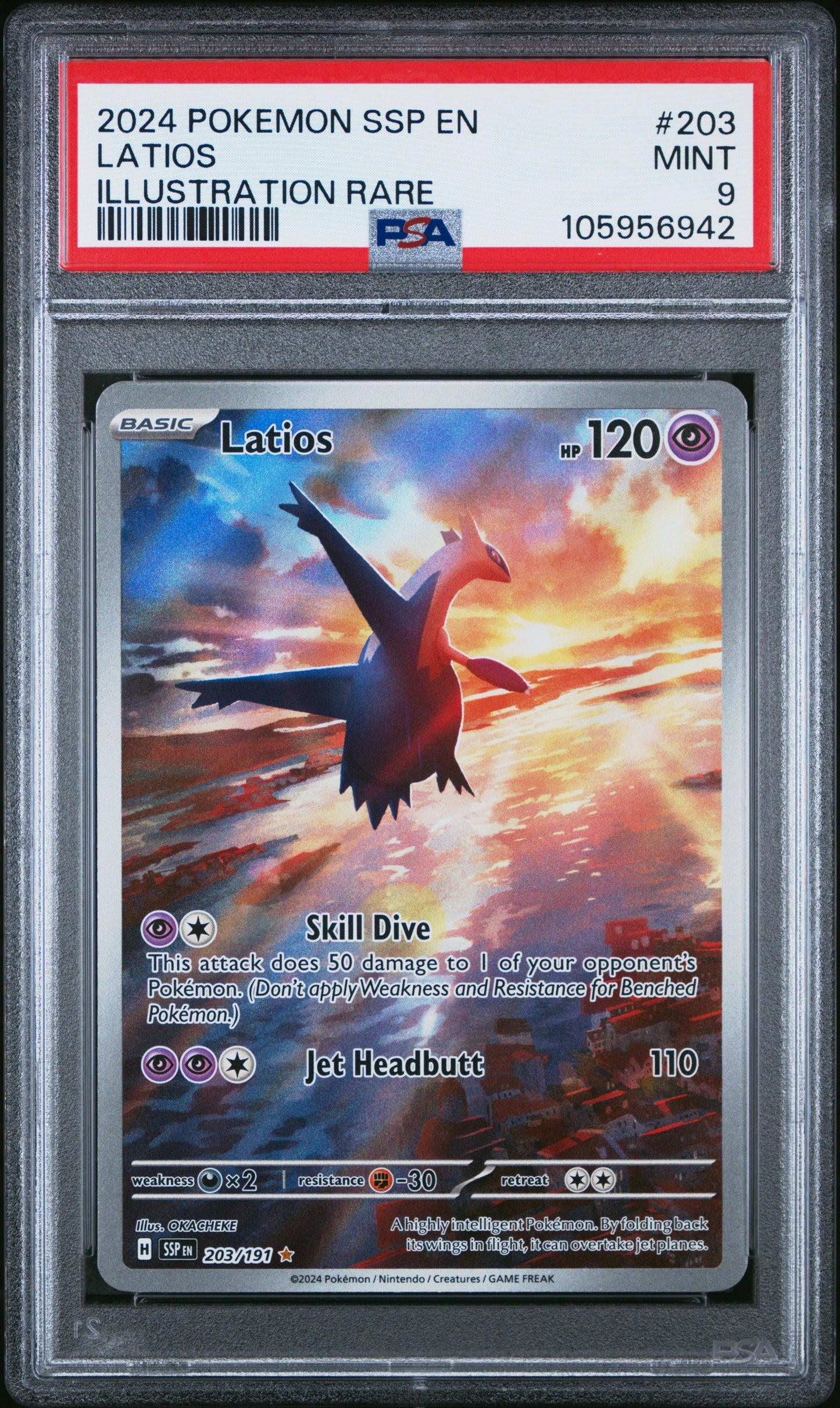 2024 Pokemon Ssp En-Surging Sparks 203 Latios Illustration Rare - PSA 9