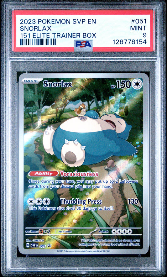 2023 Pokemon Svp En-Sv Black Star Promo 051 Snorlax 151 Elite Trainer Box - PSA 9