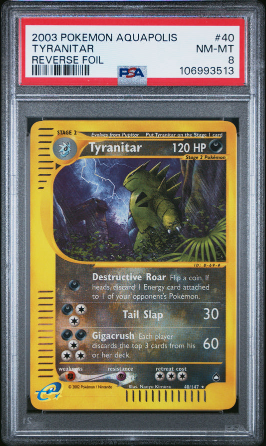 2003 Pokemon Aquapolis 40 Tyranitar Reverse Foil