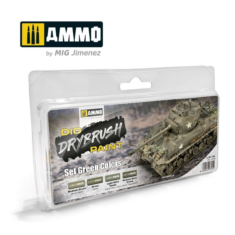 Ammo by MIG - Drybrush - Green Colors Set