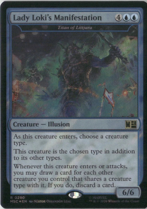 Scan Image | Lady Loki's Manifestation - Titan of Littjara (Surge Foil) - Commander: Marvel Super Heroes | [414D1AC0]