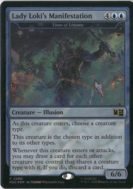 Scan Image | Lady Loki's Manifestation - Titan of Littjara (Surge Foil) - Commander: Marvel Super Heroes | [414D1AC0]
