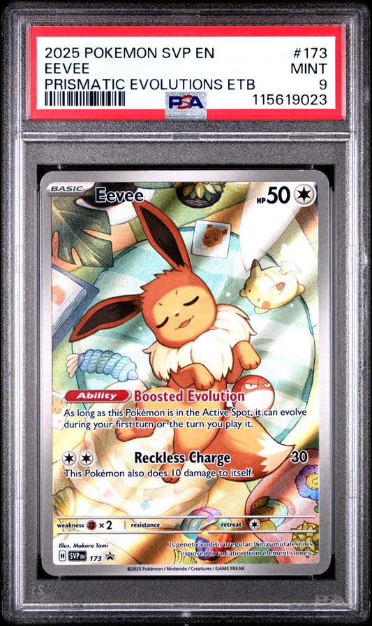 2025 Pokemon Svp En-Sv Black Star Promo 173 Eevee Prismatic Evolutions Etb - PSA 9