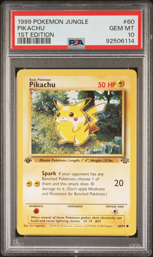 1999 Pokemon Jungle 60 Pikachu 1St Edition - PSA 10
