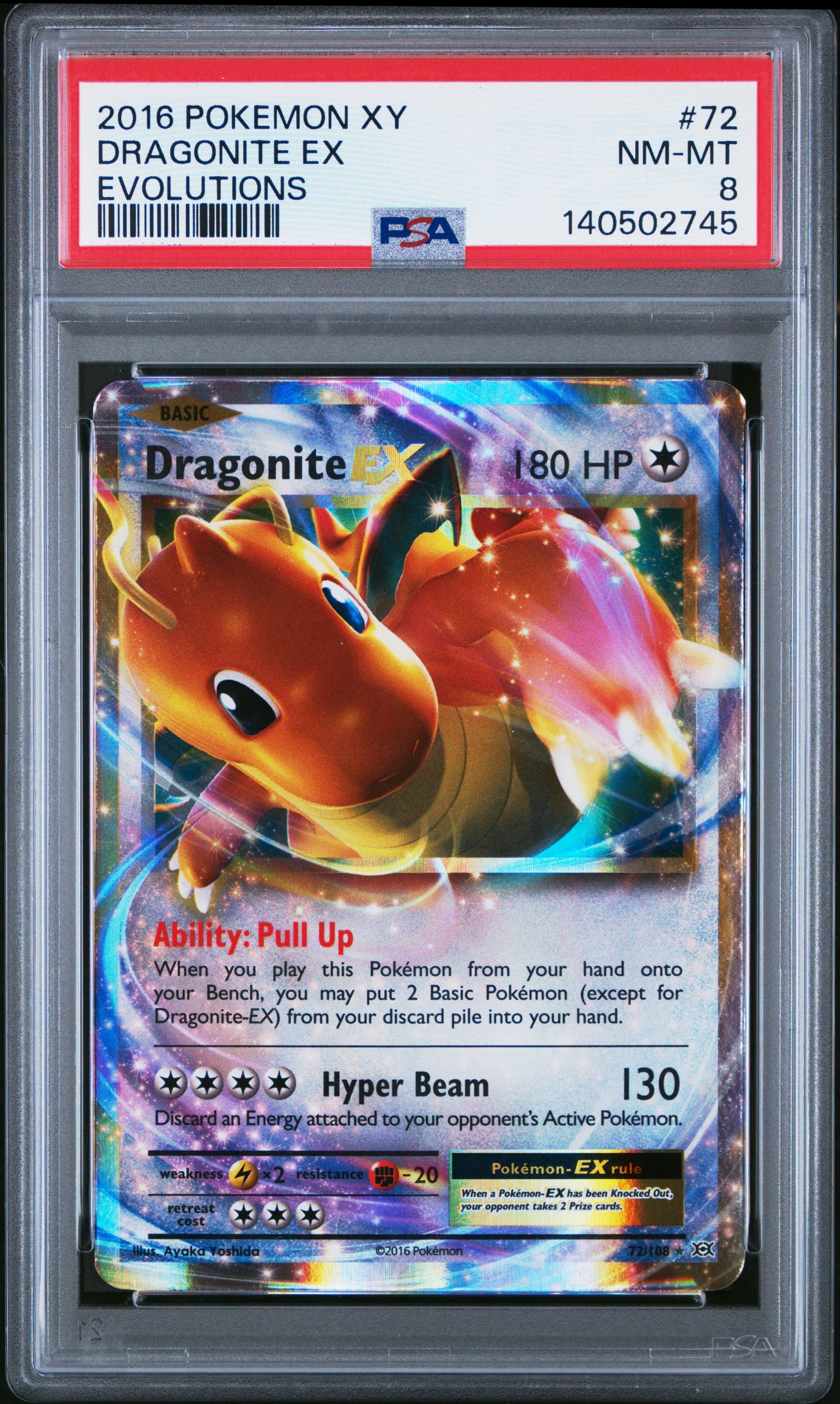 2016 Pokemon Xy Evolutions 72 Dragonite Ex Evolutions - PSA 8
