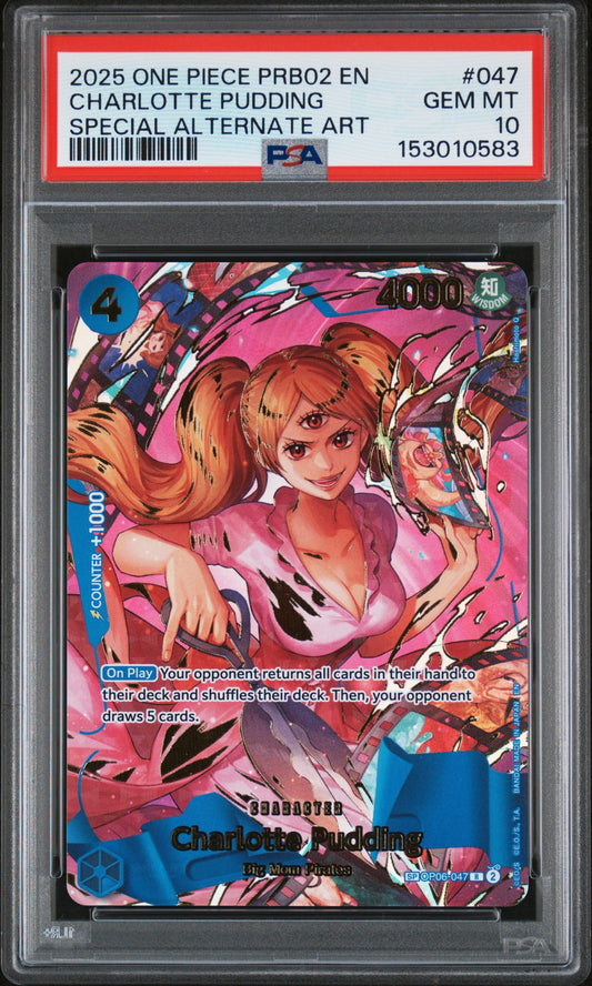2025 One Piece Prb02-Premium Booster -One Piece Card The Best- Vol.2 047 Charlotte Pudding Special Alternate Art - PSA 10