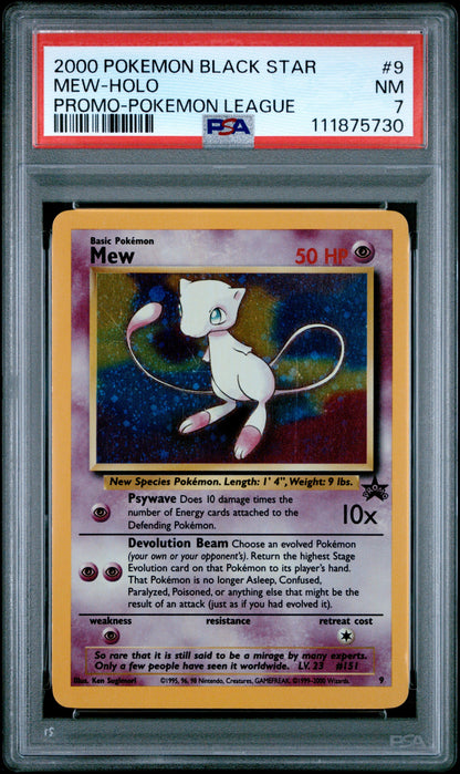 2000 Pokemon Promo Black Star 9 Mew-Holo Pokemon League - PSA 7