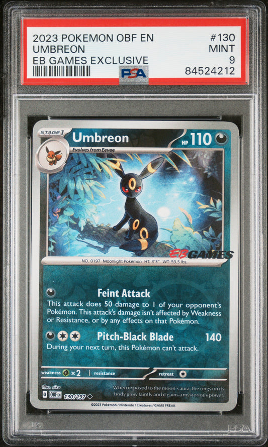 2023 Pokemon Obf En-Obsidian Flames 130 Umbreon Eb Games Exclusive - PSA 9