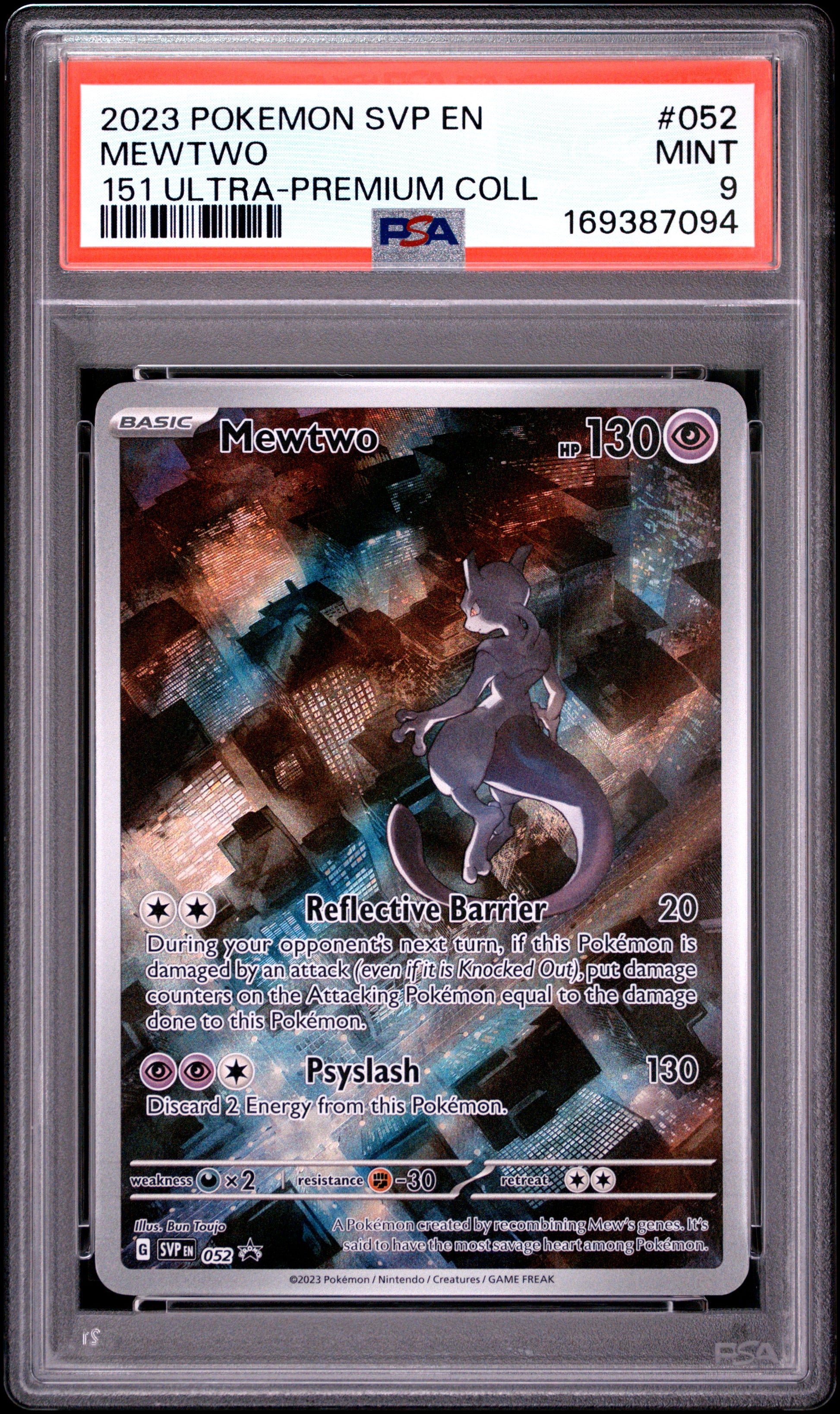 2023 Pokemon Svp En-Sv Black Star Promo 052 Mewtwo 151 Ultra-Premium Coll - PSA 9