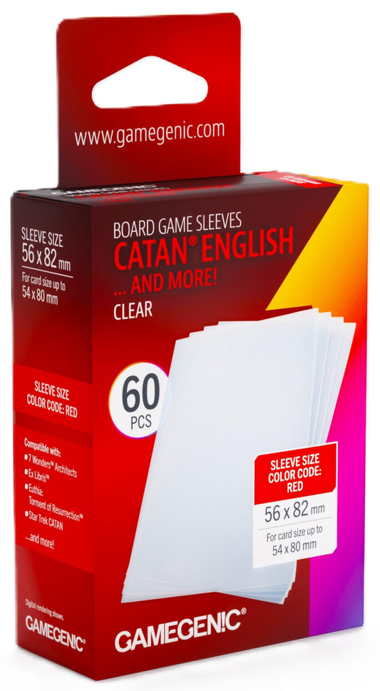 Gamegenic Board Game Card Sleeves - CATAN English Clear (56mm x 82mm) (60 Sleeves Per Pack)
