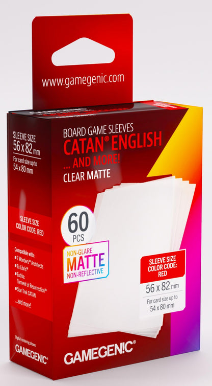 Gamegenic Board Game Card Sleeves - CATAN English Clear Matte (56mm x 82mm) (60 Sleeves Per Pack)