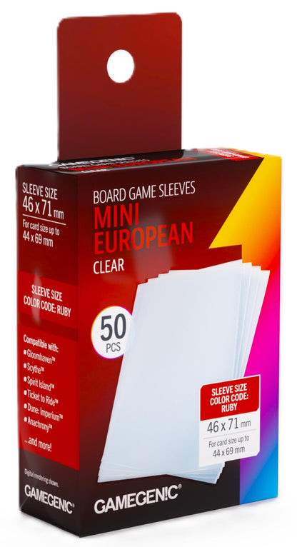Gamegenic Board Game Card Sleeves - Mini European Clear (46mm x 71mm) (50 Sleeves Per Pack)