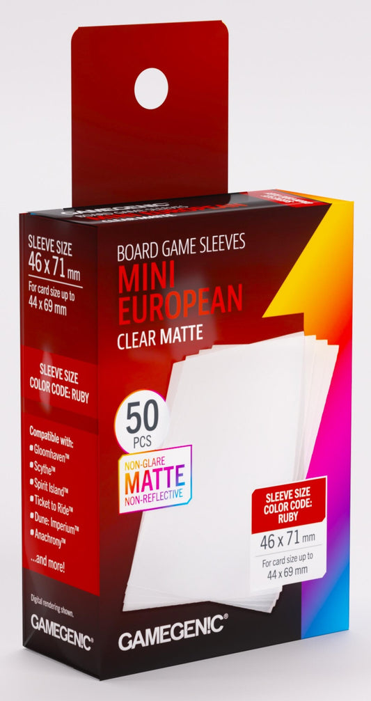 Gamegenic Board Game Card Sleeves - Mini European Clear Matte (46mm x 71mm) (50 Sleeves Per Pack)