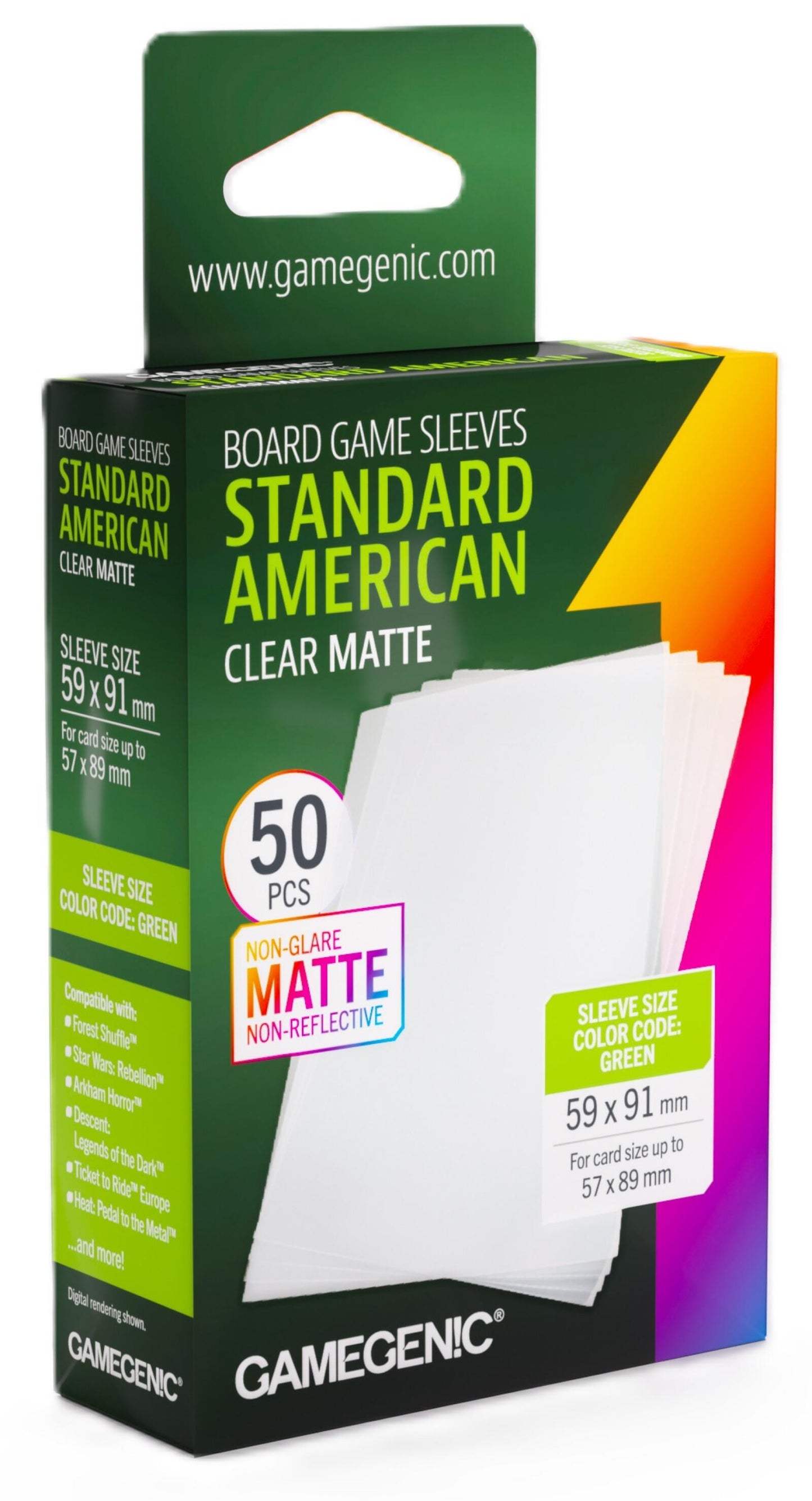 Gamegenic Board Game Card Sleeves - Standard American Clear Matte (59mm x 91mm) (50 Sleeves Per Pack)