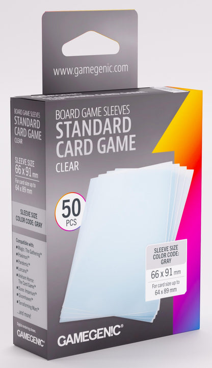 Gamegenic Board Game Card Sleeves - Standard Card Game Clear (66mm x 91mm) (50 Sleeves Per Pack)