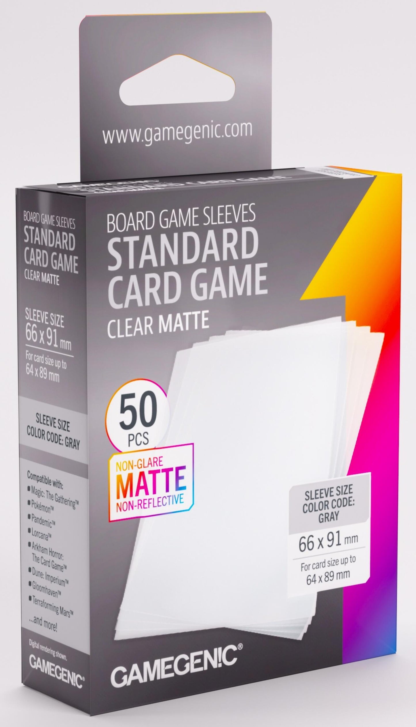 Gamegenic Board Game Card Sleeves - Standard Card Game Clear Matte (66mm x 91mm) (50 Sleeves Per Pack)