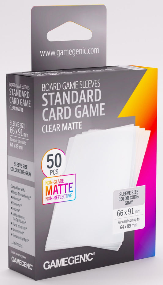 Gamegenic Board Game Card Sleeves - Standard Card Game Clear Matte (66mm x 91mm) (50 Sleeves Per Pack)