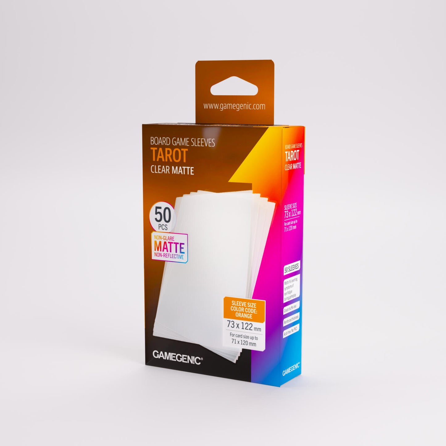 Gamegenic Board Game Card Sleeves - Tarot Clear Matte (73mm x 122mm) (50 Sleeves Per Pack)