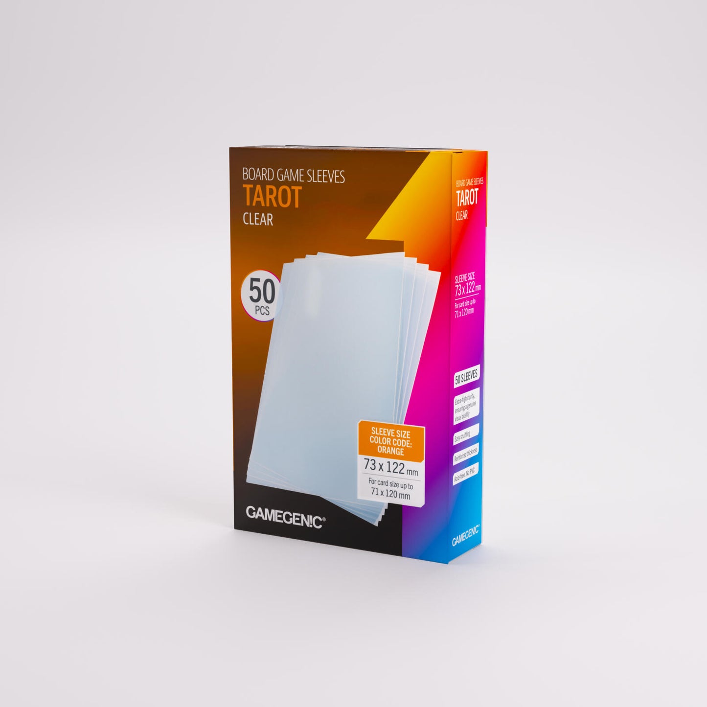 Gamegenic Board Game Card Sleeves - Tarot-Size Clear (73mm x 122mm) (50 Sleeves Per Pack)