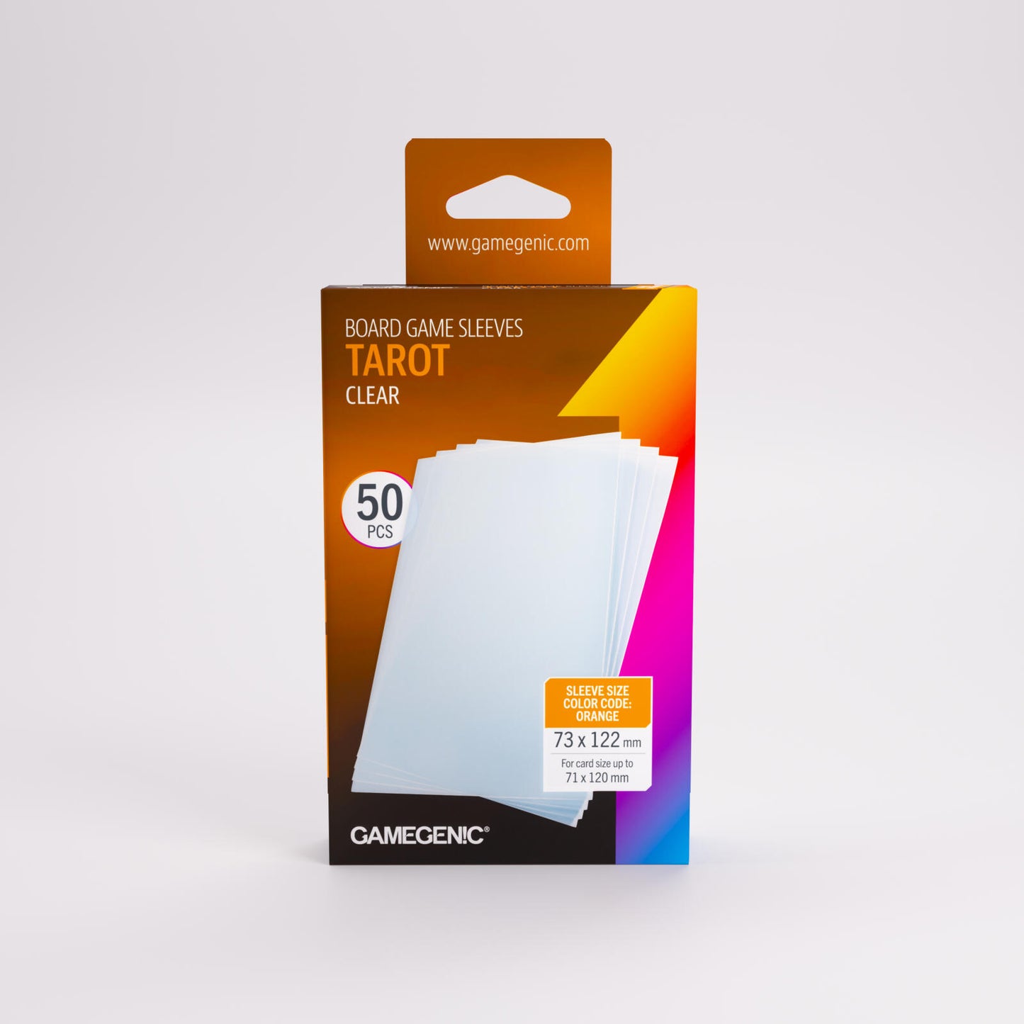 Gamegenic Board Game Card Sleeves - Tarot-Size Clear (73mm x 122mm) (50 Sleeves Per Pack)