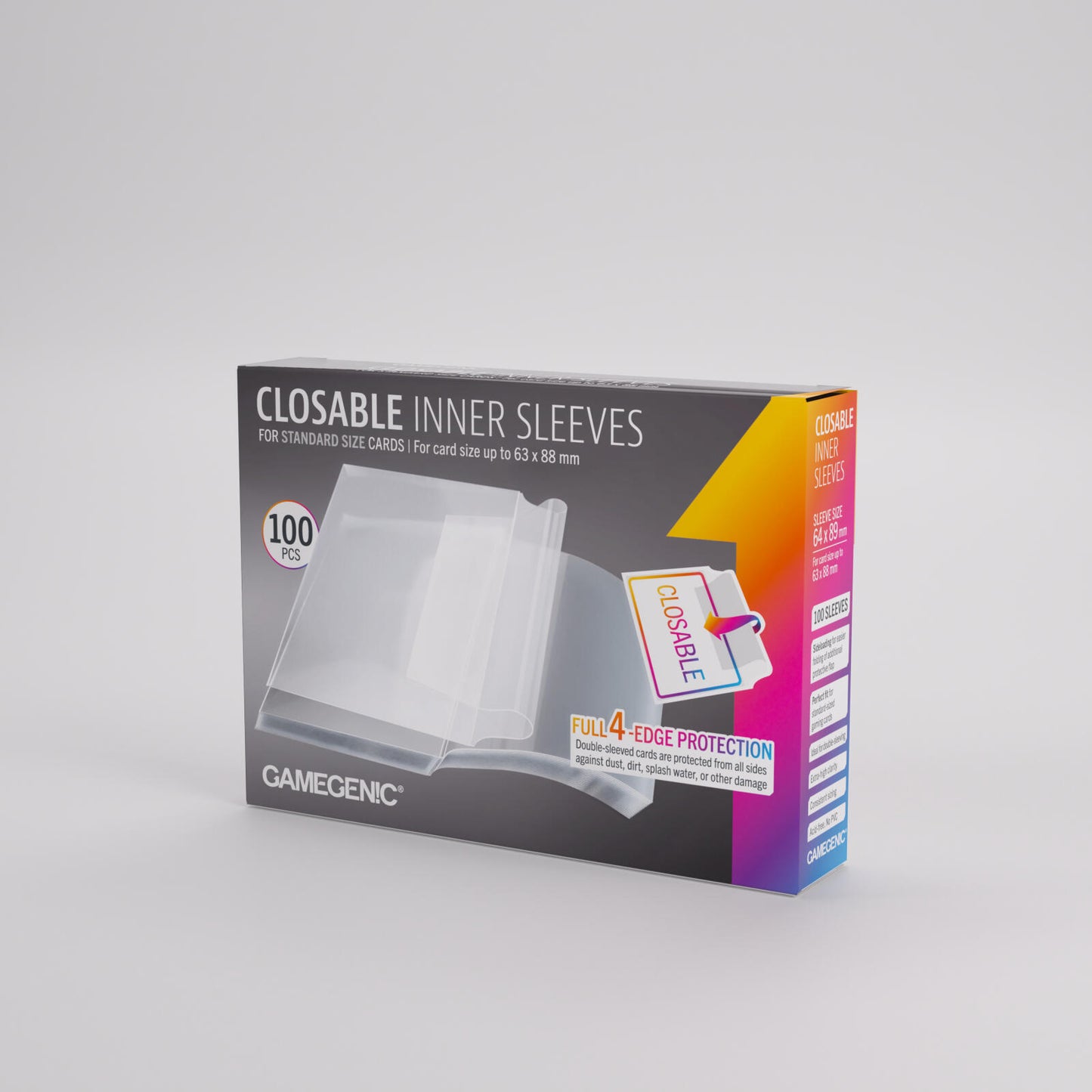 Gamegenic Closable Inner Card Sleeves (64mm x 89mm) (100 Sleeves Per Pack)