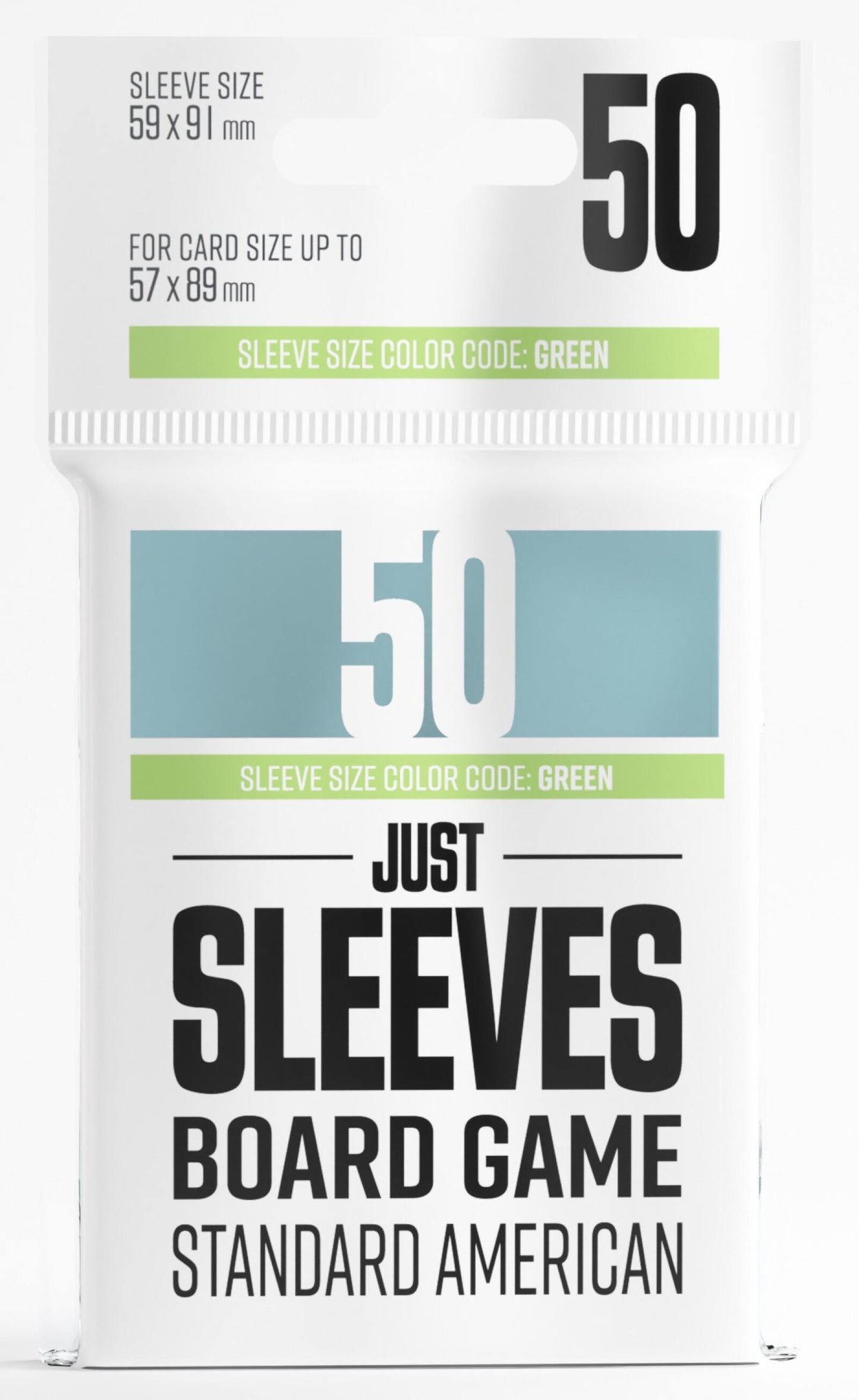 Gamegenic Just Sleeves - Size Code GREEN - Standard American Sized (59mm x 91mm) (50 Sleeves Per Pack)