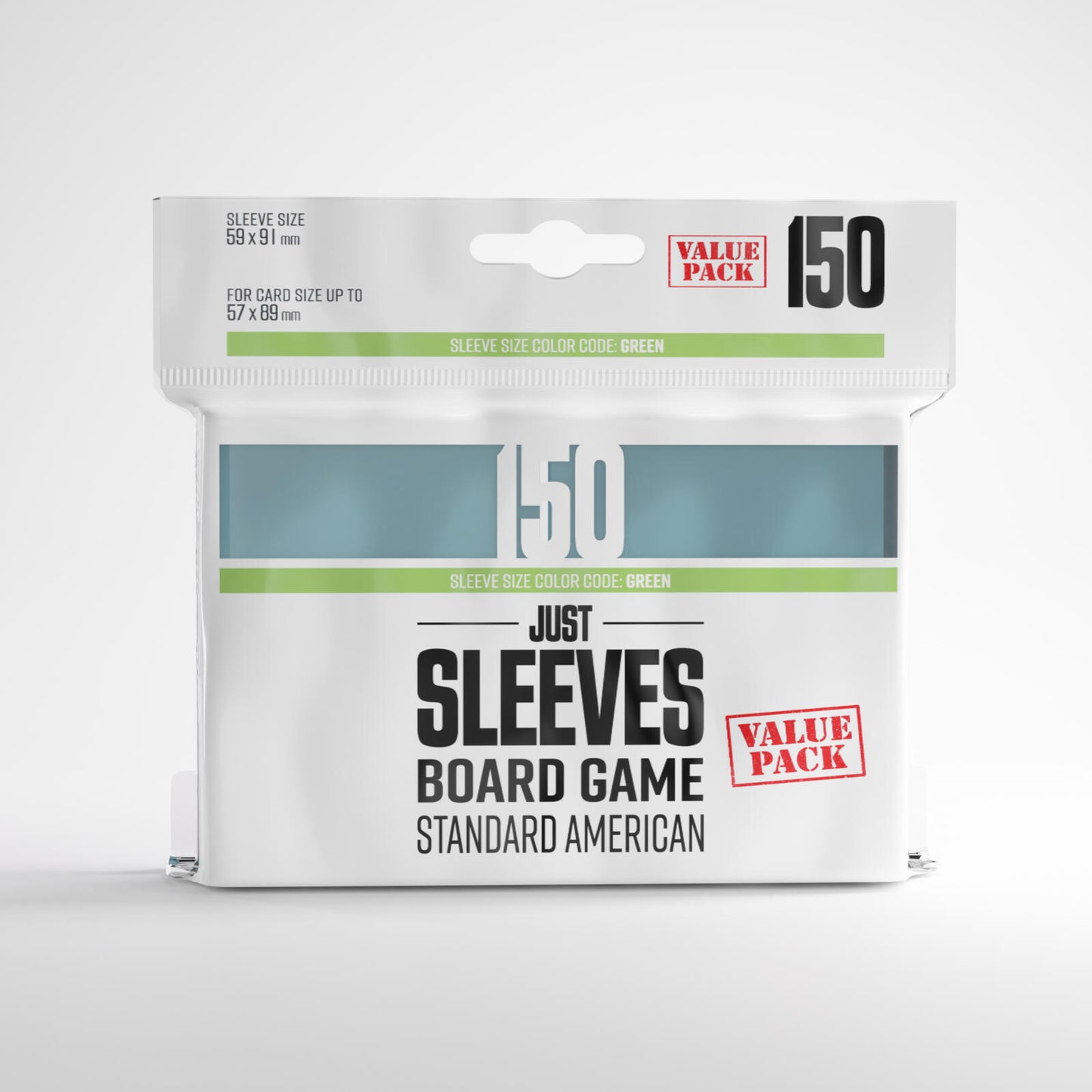 Gamegenic Just Sleeves - Size Code GREEN - Standard American Sized Value Pack (59mm x 91mm) (150 Sleeves Per Pack)