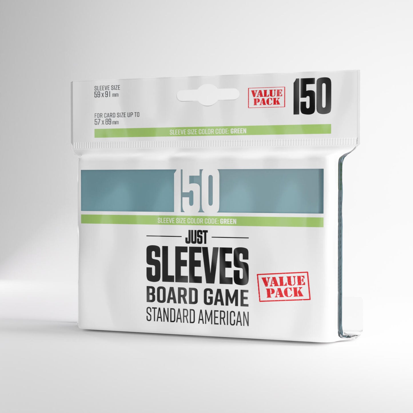 Gamegenic Just Sleeves - Size Code GREEN - Standard American Sized Value Pack (59mm x 91mm) (150 Sleeves Per Pack)