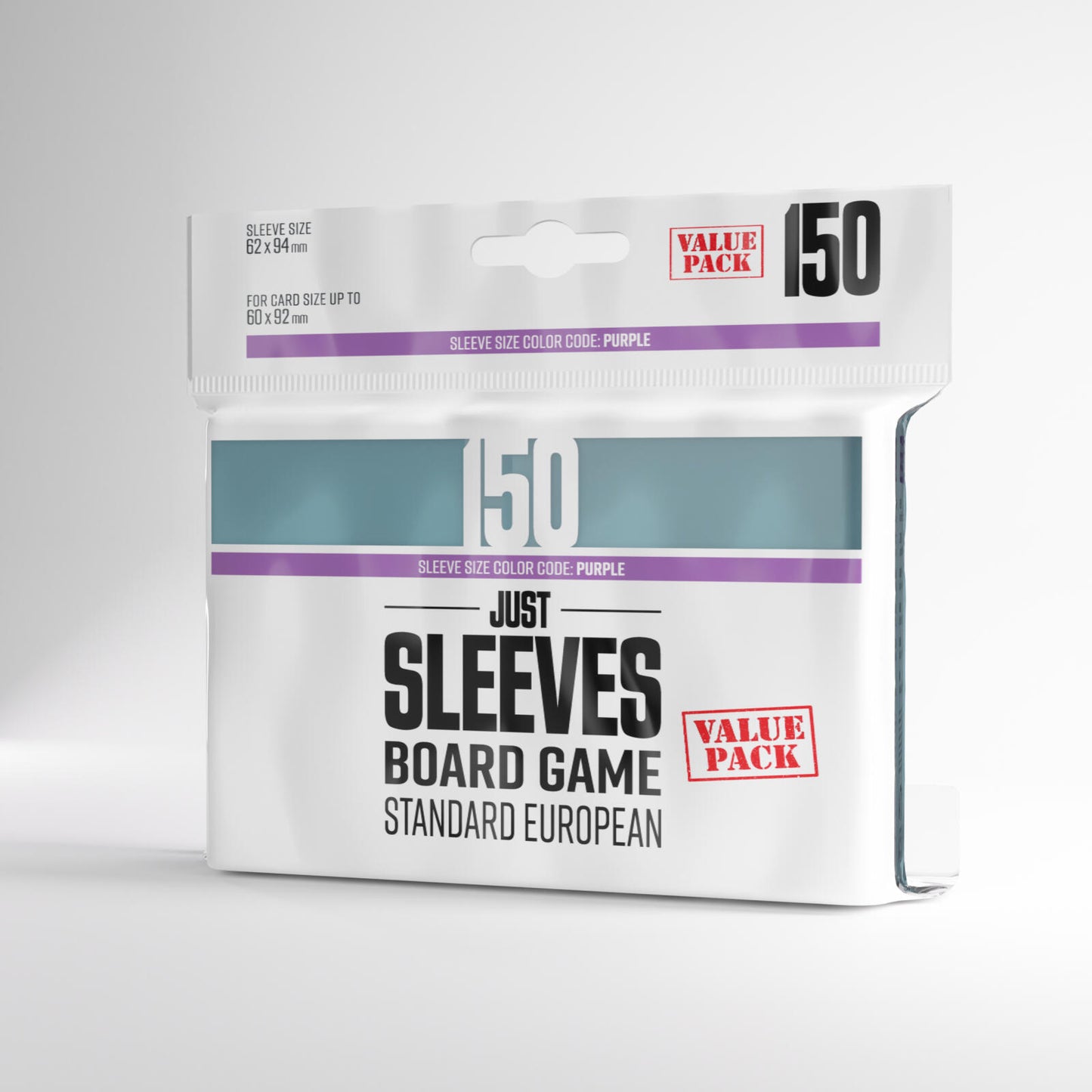 Gamegenic Just Sleeves - Size Code PURPLE - Standard European Sized Value Pack (62mm x 94mm) (150 Sleeves Per Pack)
