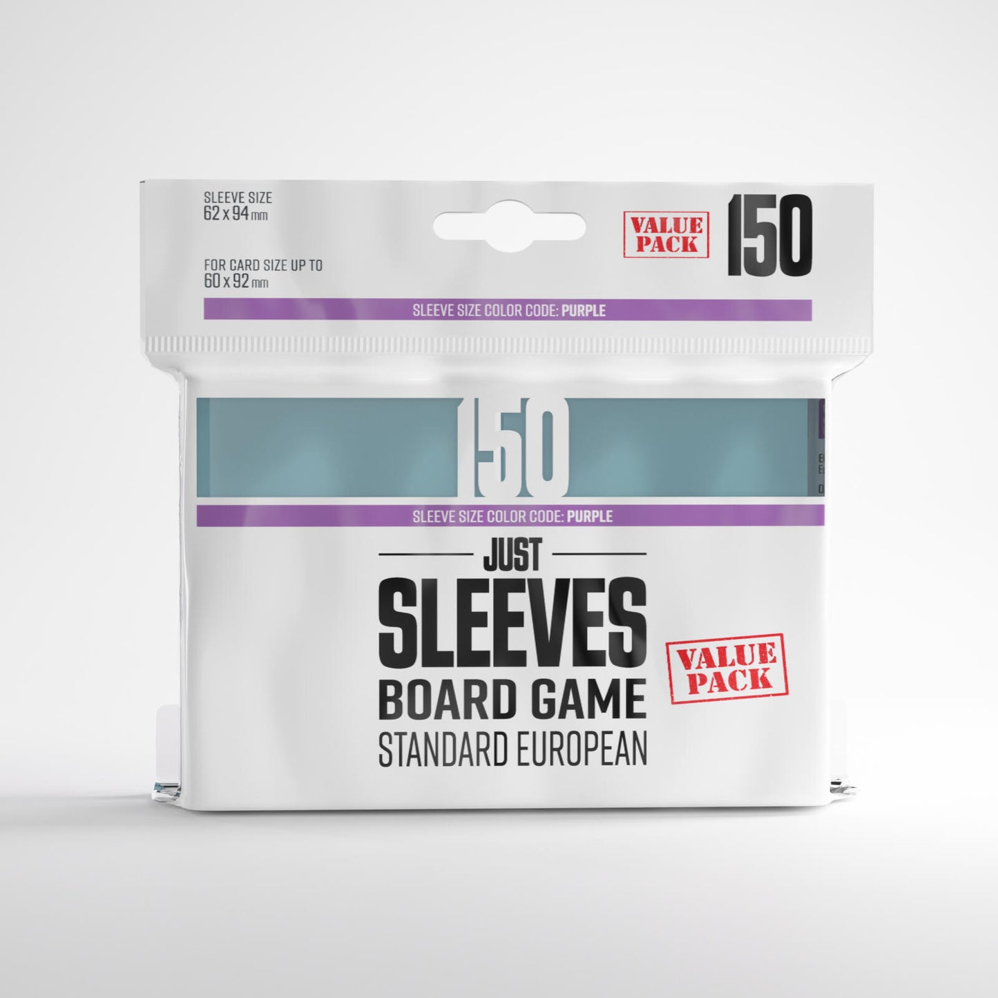 Gamegenic Just Sleeves - Size Code PURPLE - Standard European Sized Value Pack (62mm x 94mm) (150 Sleeves Per Pack)