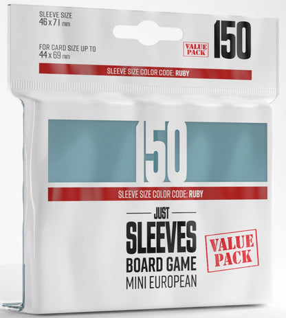 Gamegenic Just Sleeves - Size Code RUBY - Mini European Sized Value Pack (46mm x 71mm) (150 Sleeves Per Pack)