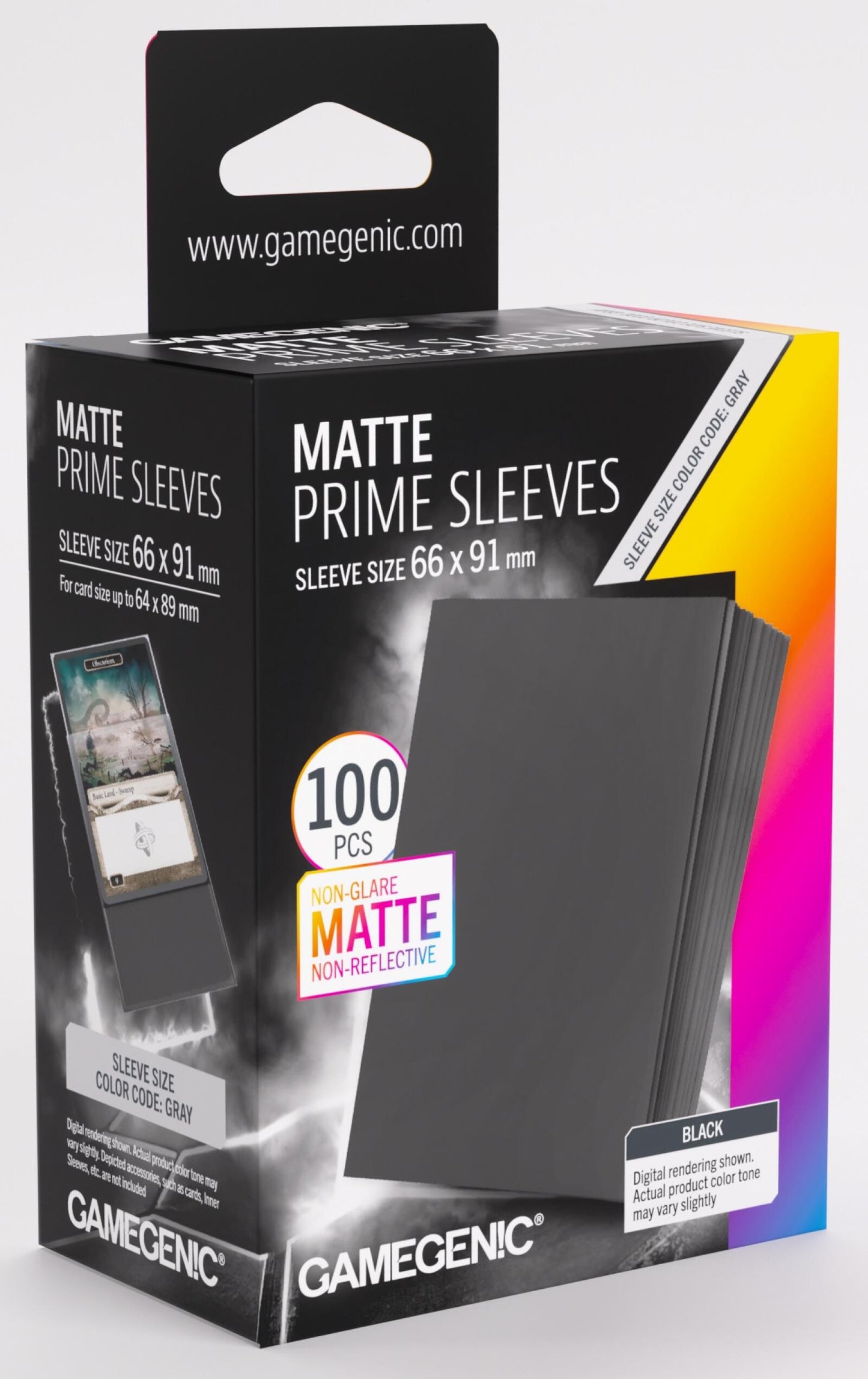 Gamegenic Matte Prime Card Sleeves - Black (66mm x 91mm) (100 Sleeves Per Pack)