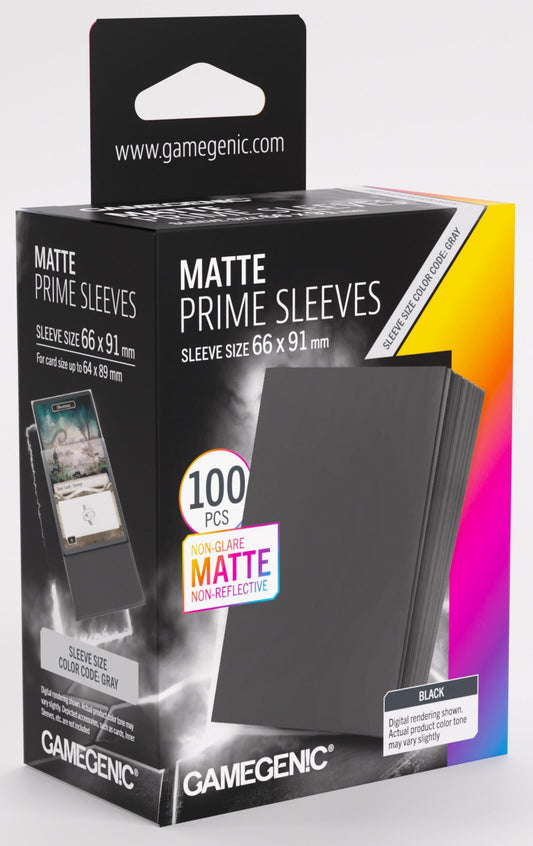 Gamegenic Matte Prime Card Sleeves - Black (66mm x 91mm) (100 Sleeves Per Pack)