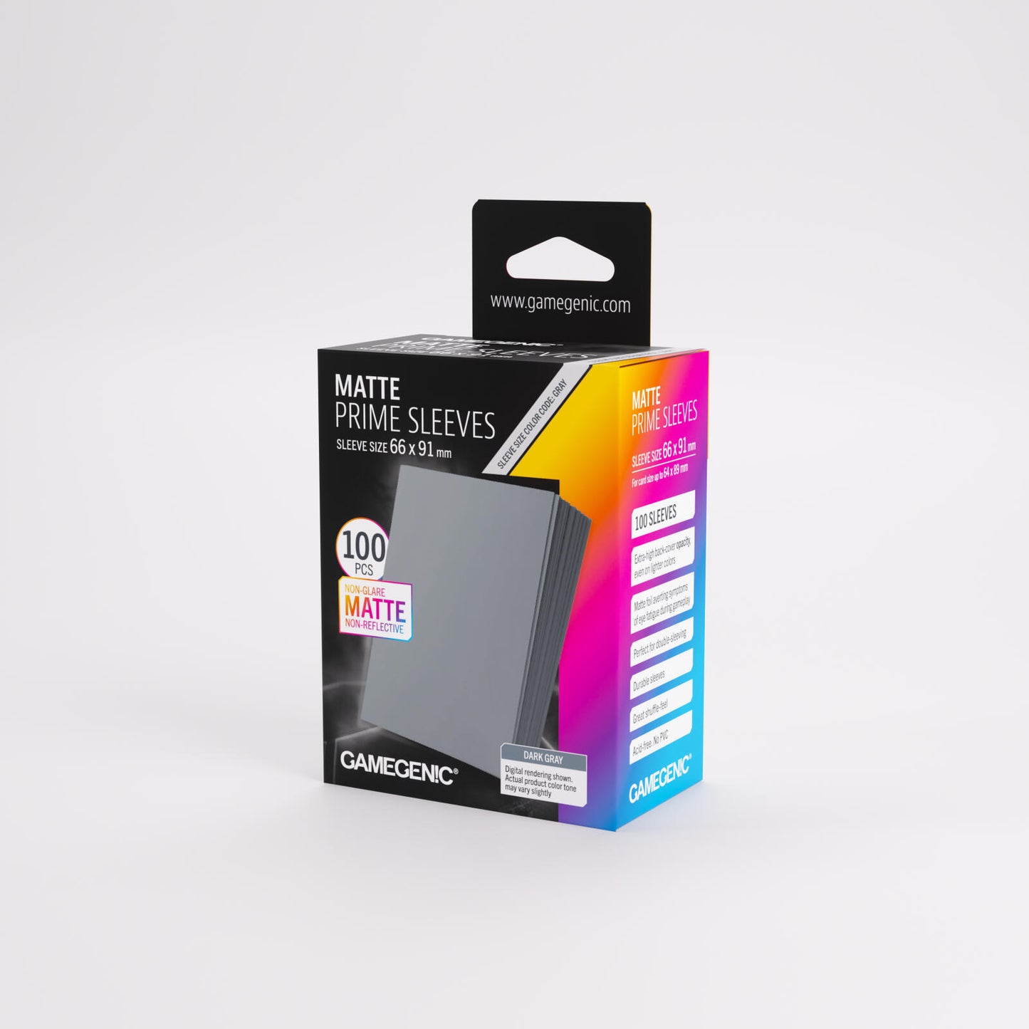 Gamegenic Matte Prime Card Sleeves - Dark Gray (66mm x 91mm) (100 Sleeves Per Pack)