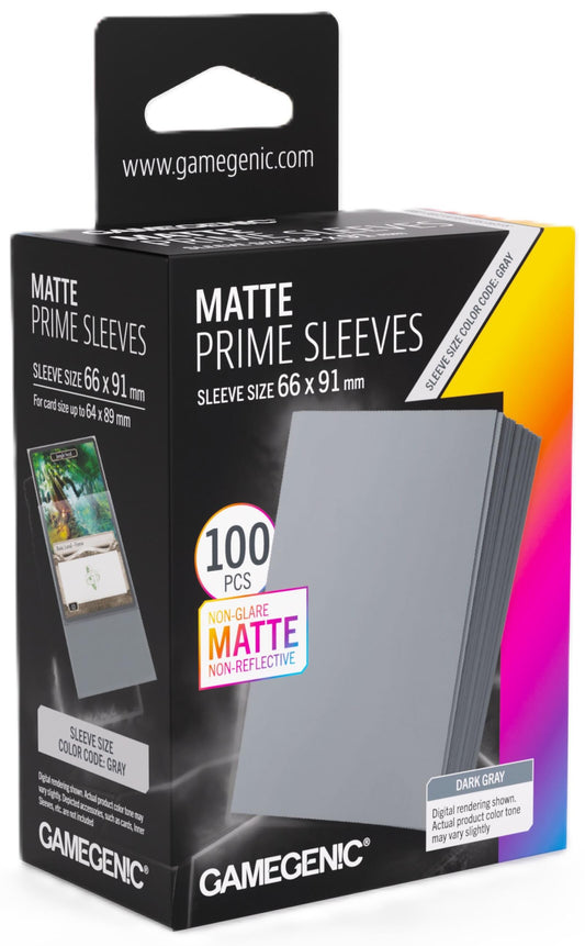 Gamegenic Matte Prime Card Sleeves - Dark Gray (66mm x 91mm) (100 Sleeves Per Pack)