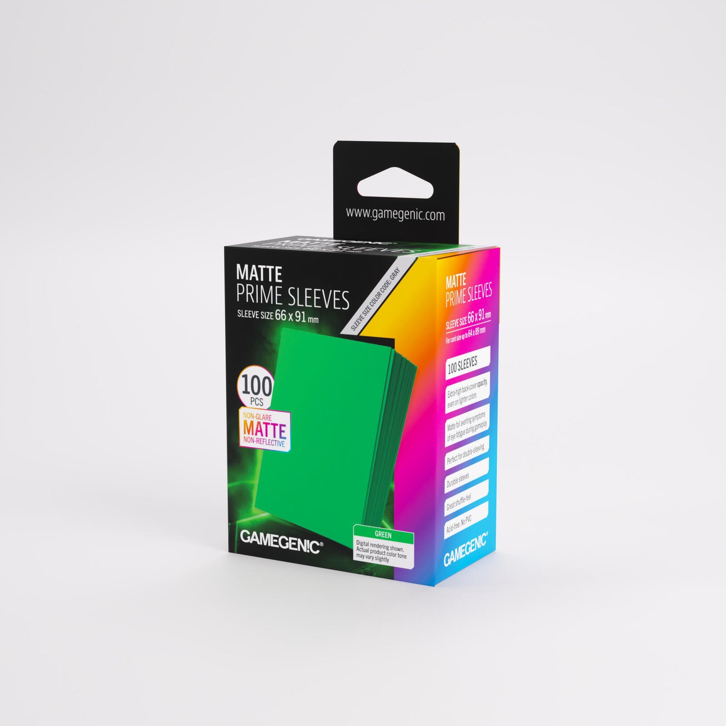 Gamegenic Matte Prime Card Sleeves - Green (66mm x 91mm) (100 Sleeves Per Pack)